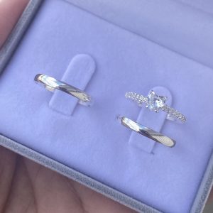 Alianças Condessa 3 mm Com Anel Solitário Cinderela Coração