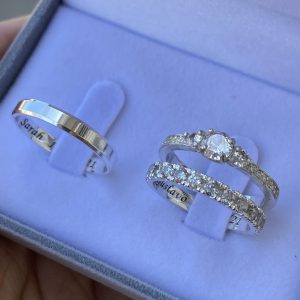 Alianças Jade 3 mm Com Anel Solitário Akyra Gravação a Laser